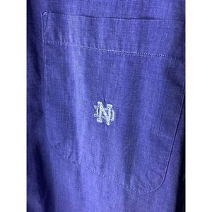 Thomas Bros by Hagale NOTRE DAME Embroidered Logo Blue Button Down Shirt Large